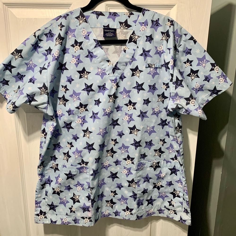 Star and snowflake scrub top